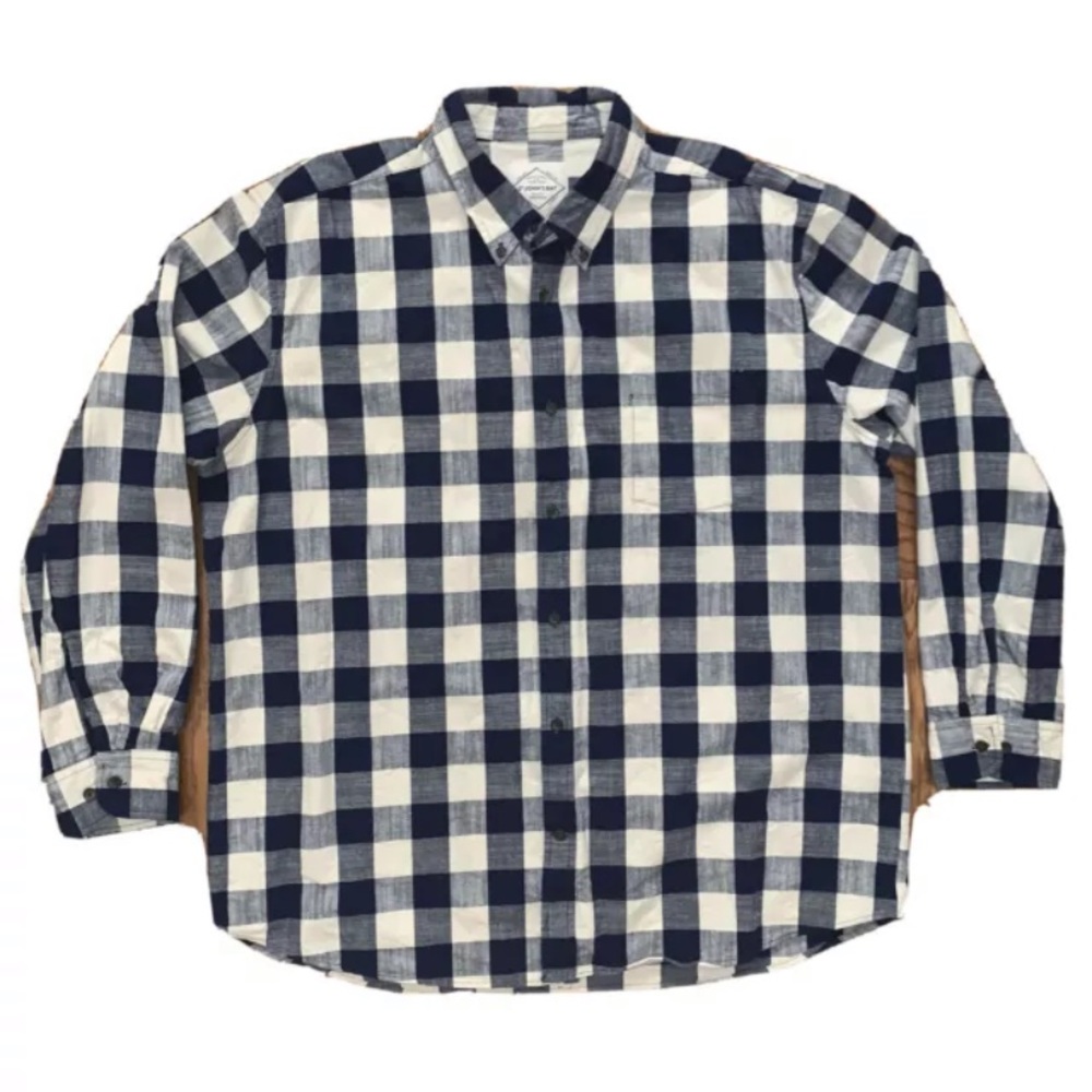 St Johns Bay Navy White Checkered Button Down